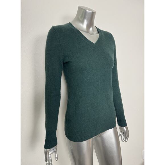 100% Cashmere Sweater Women’s Small Pine Green V-Neck Alex Marie - Picture 2 of 10